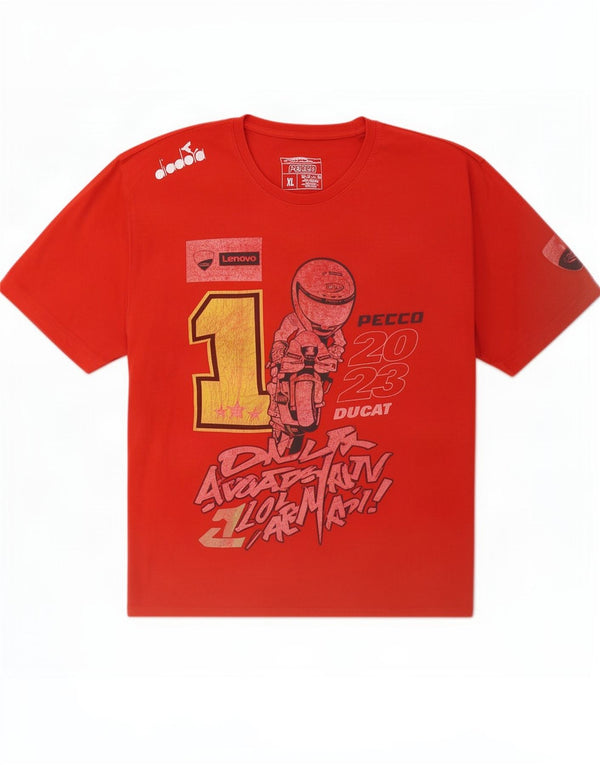 Camiseta feminina gráfica Ducati UK 18 XL algodão vermelho