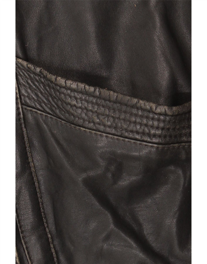 Jaqueta de couro superdimensionada feminina vintage EU 46 XL couro preto