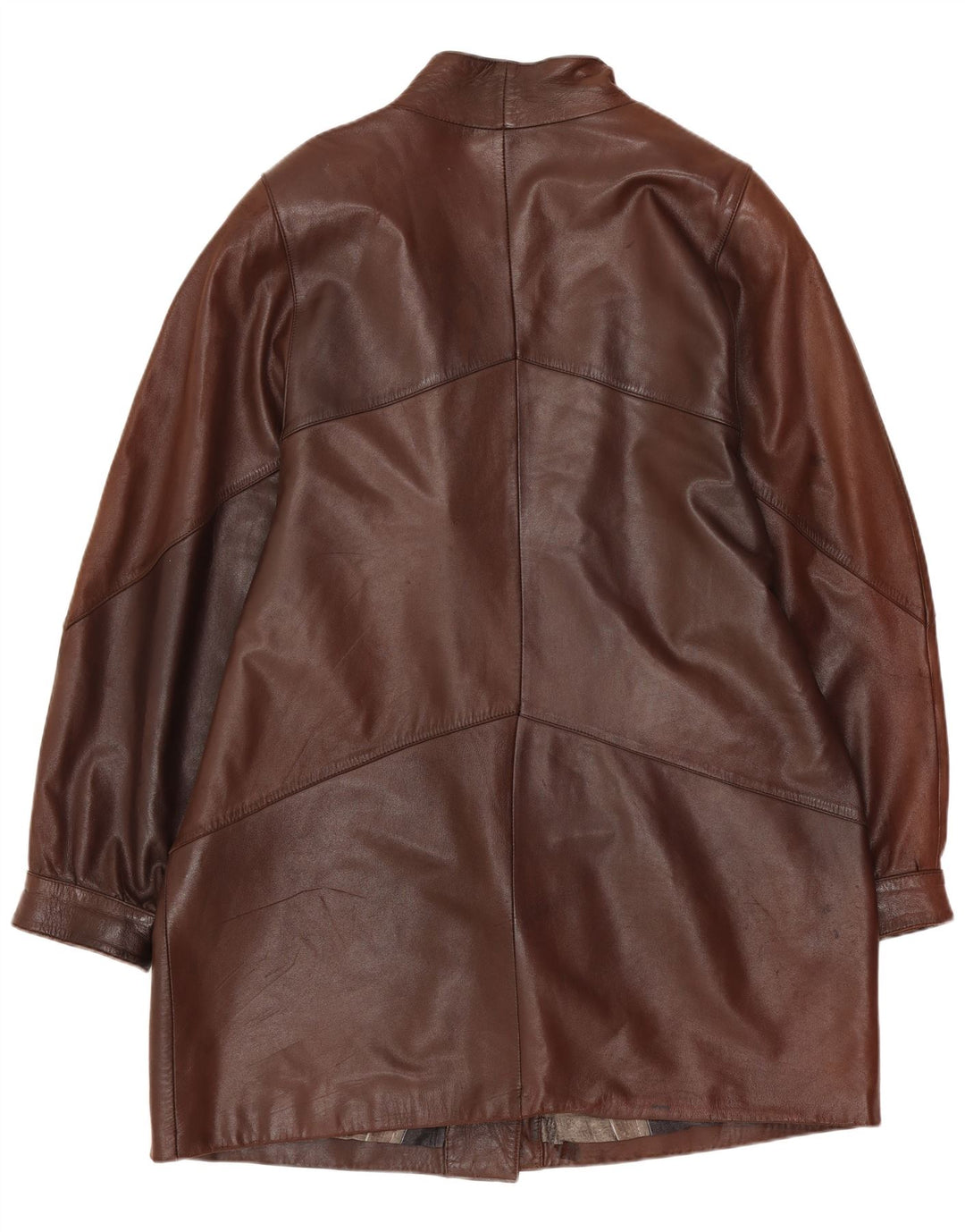 Casaco de couro vintage feminino grande Reino Unido 14 marrom médio