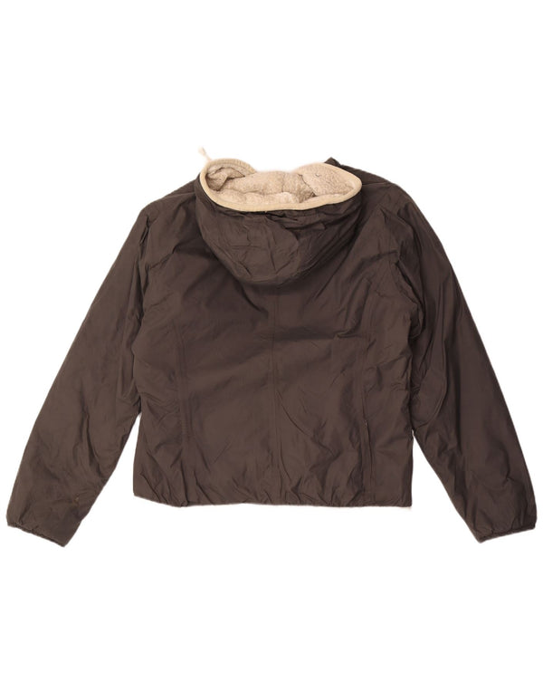 Jaqueta corta-vento masculina com capuz K-Way UK 38 poliamida cinza médio