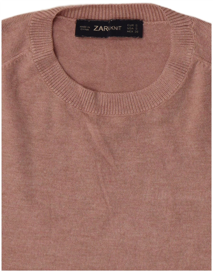 Suéter feminino Zara com gola redonda, Reino Unido 8 pequeno rosa