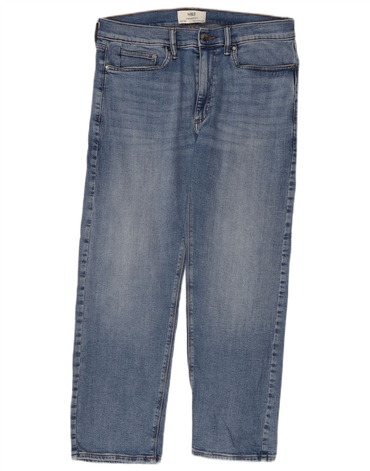 Jeans retos masculinos Marks & Spencer W32 L29 algodão azul