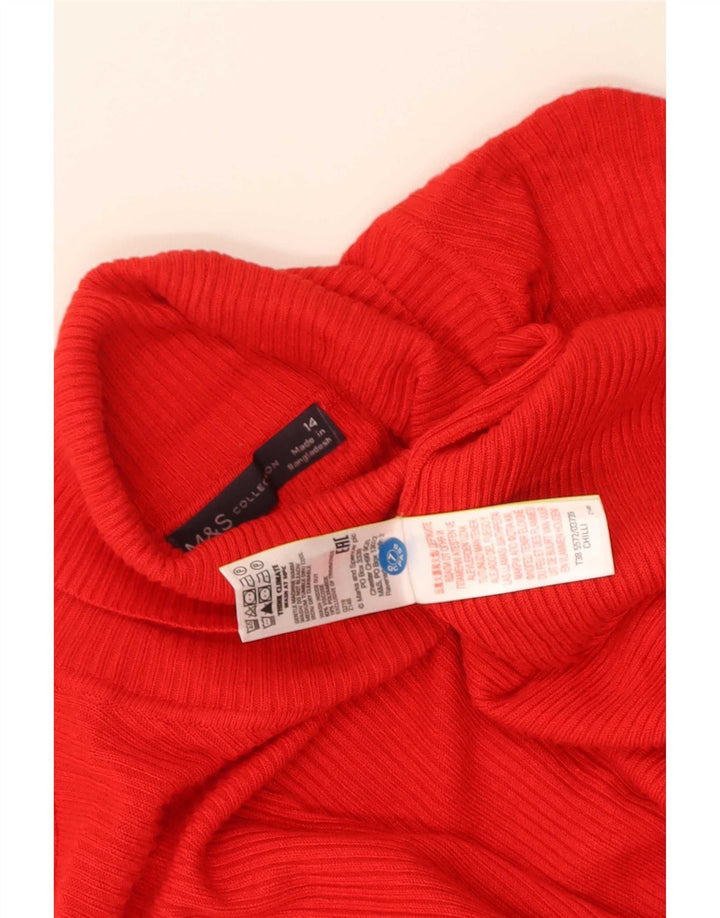 Suéter feminino Marks & Spencer com gola redonda Reino Unido 14 viscose vermelha média