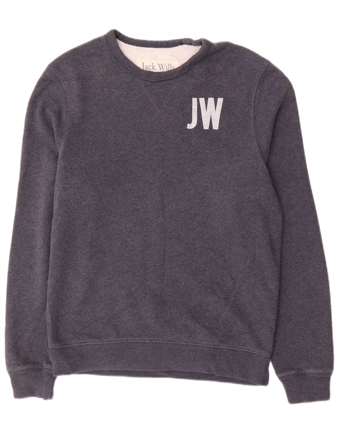 Jack Wills moletom gráfico masculino jumper médio azul marinho algodão