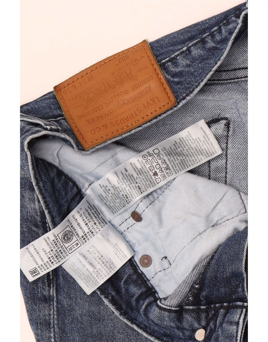 Levi's Masculino 502 Tapered Jeans W34 L36 Azul Algodão