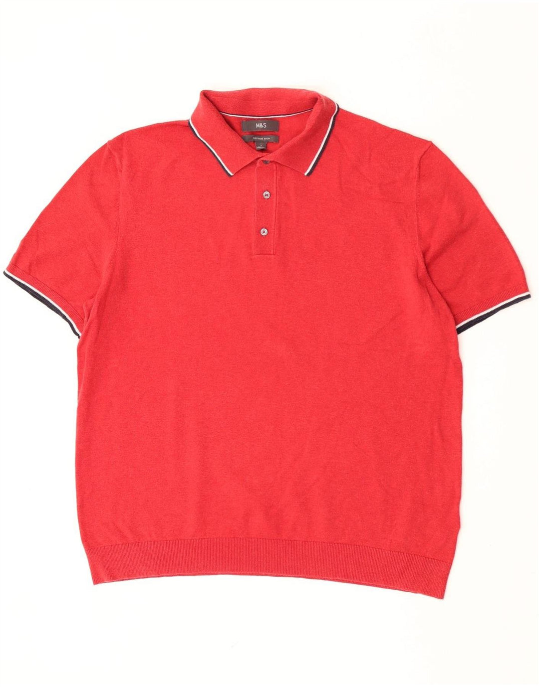 Suéter masculino Marks & Spencer com gola polo grande listrado vermelho