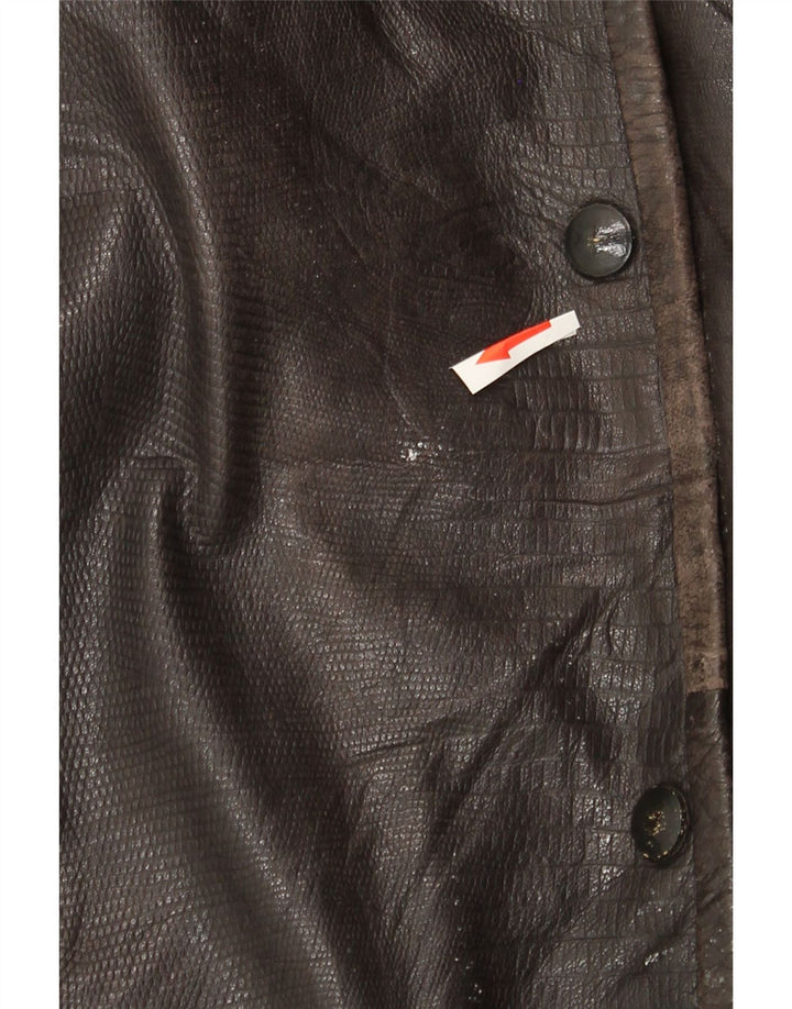 Jaqueta de couro oversized feminina vintage EU 44 XL couro marrom