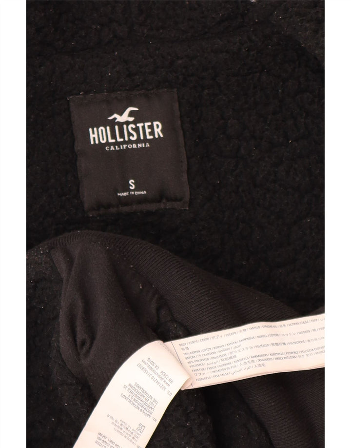 Suéter masculino HOLLISTER com capuz e zíper gráfico pequeno de algodão preto