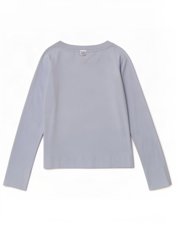 Top feminino Nike manga comprida UK 10/12 algodão azul médio