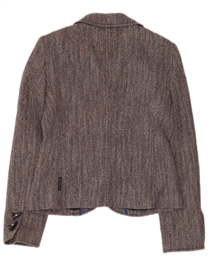 ARMANI JEANS Jaqueta blazer feminina de 4 botões IT 42 espinha de peixe cinza médio