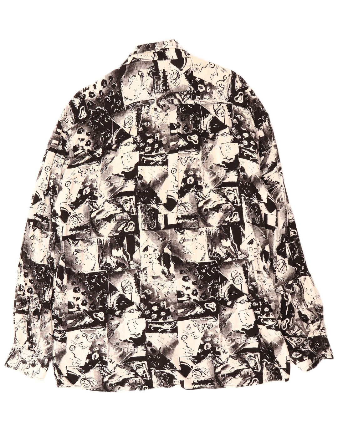 Camisa masculina VINTAGE com estampa abstrata tamanho 41 grande preta