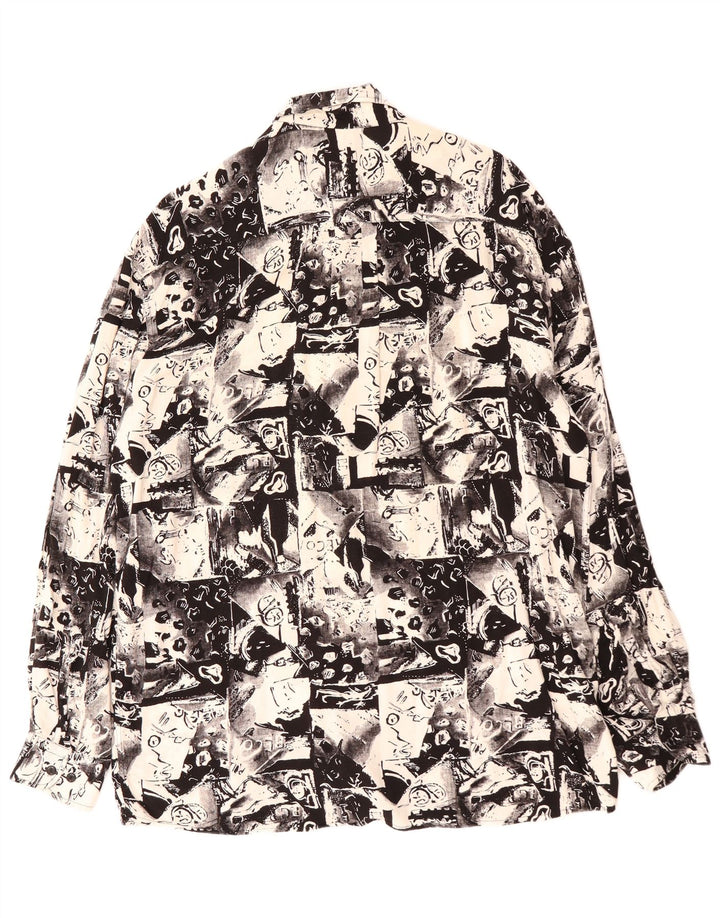Camisa masculina VINTAGE com estampa abstrata tamanho 41 grande preta