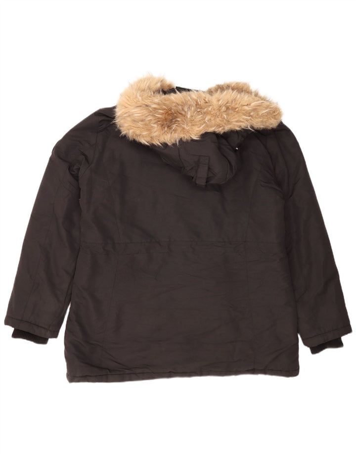 Jaqueta Parka Superdry Feminina com Capuz Oversized Reino Unido 16 Grande Nylon Preto