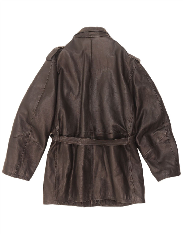 Jaqueta de couro militar masculina vintage IT 50 grande preta
