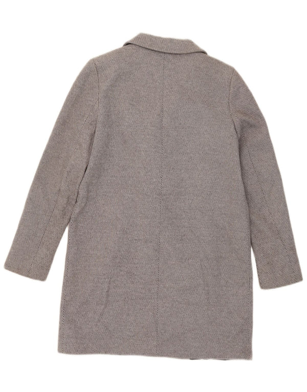 Zara Casaco feminino folgado com peito duplo Reino Unido 6 XS cinza risca de giz algodão