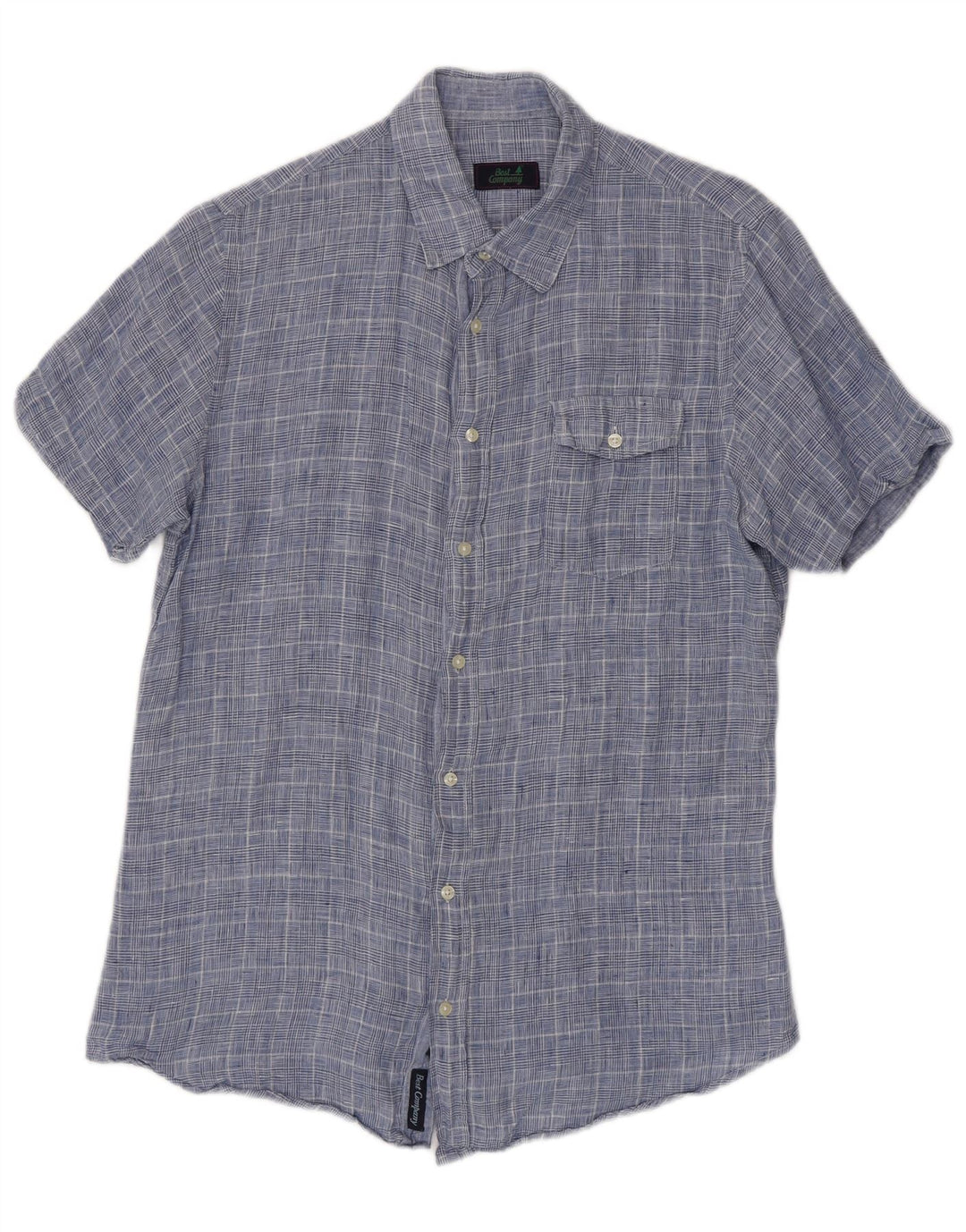 Camisa masculina de manga curta Best Company azul médio Houndstooth