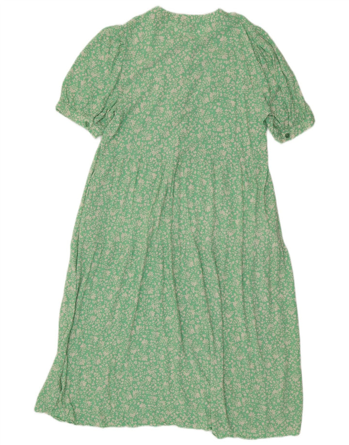 Vestido maxi feminino Marks & Spencer UK 14 viscose floral verde médio