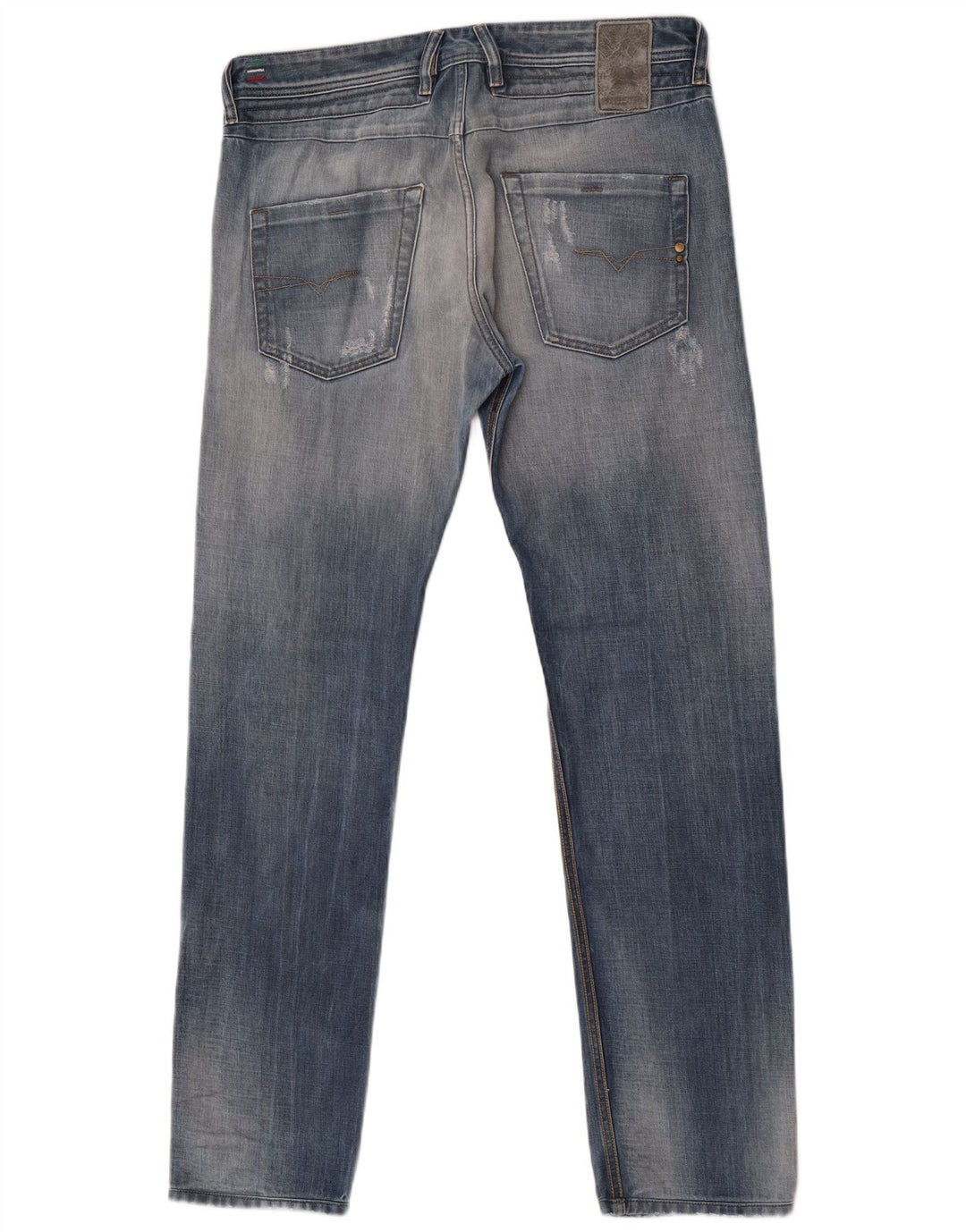 Diesel masculino Belther jeans reto desgastado W32 L34 algodão azul