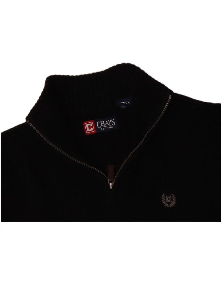 Suéter masculino CHAPS com zíper e gola em algodão preto pequeno