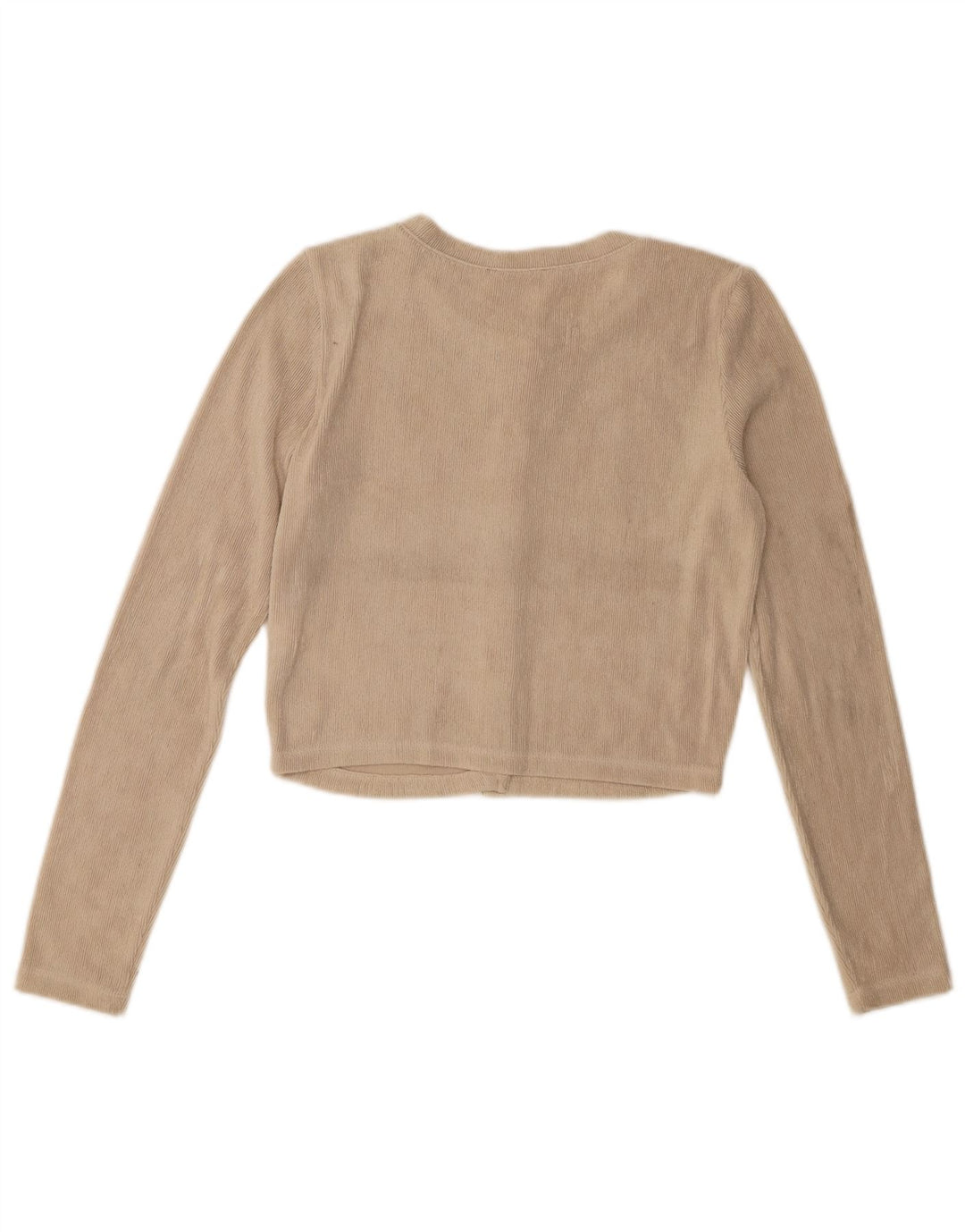 Zara Womens Crop Cardigan Sweater UK 10 Pequeno Poliéster Bege