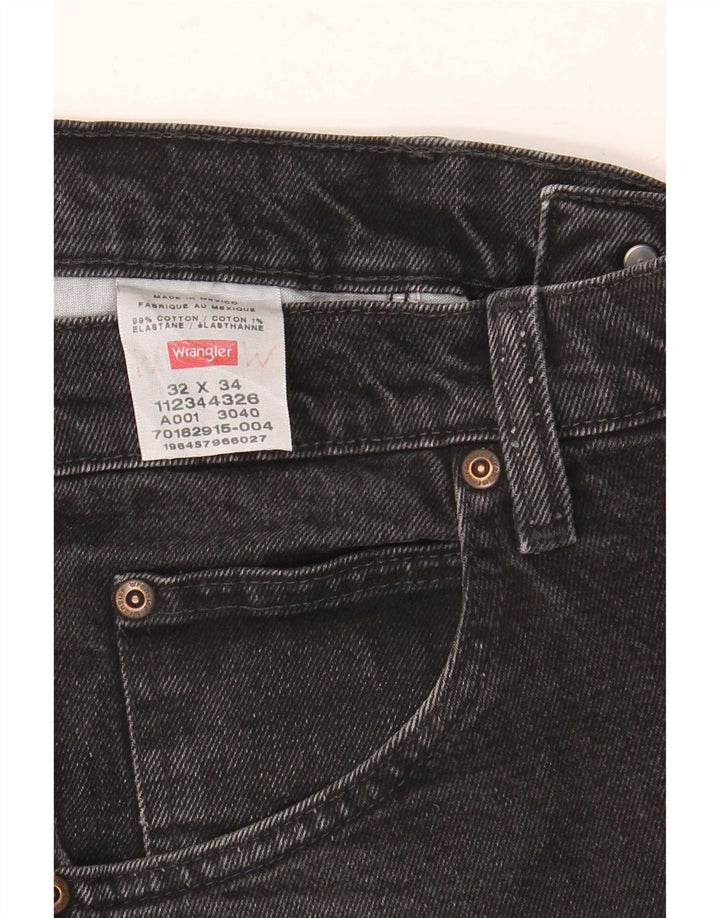 Wrangler Mens Straight Jeans W32 L34 Algodão Preto