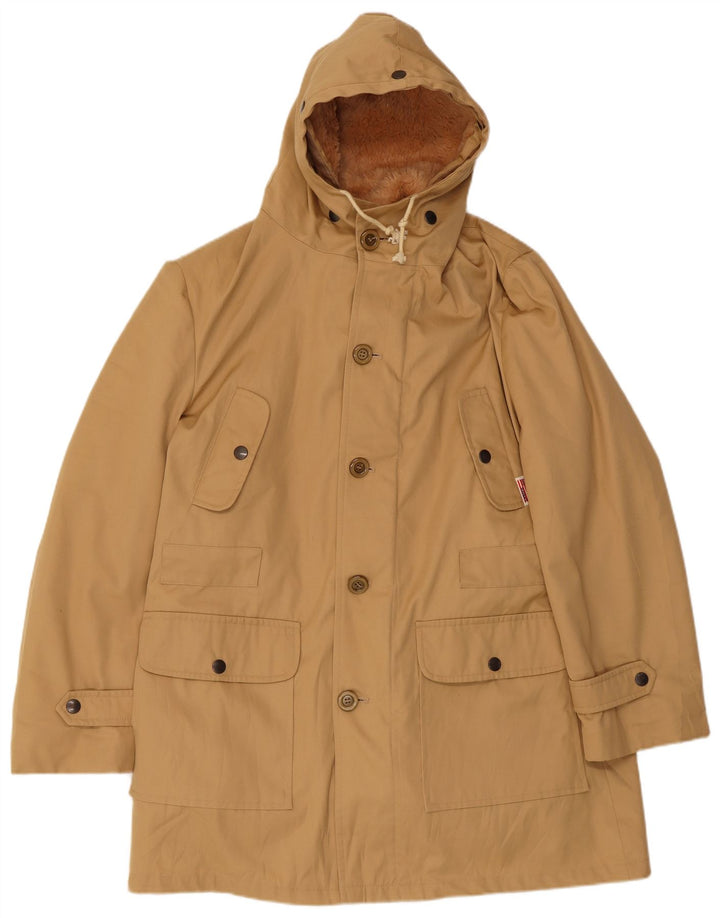 Jaqueta Parka masculina VINTAGE com capuz IT 50 grande bege