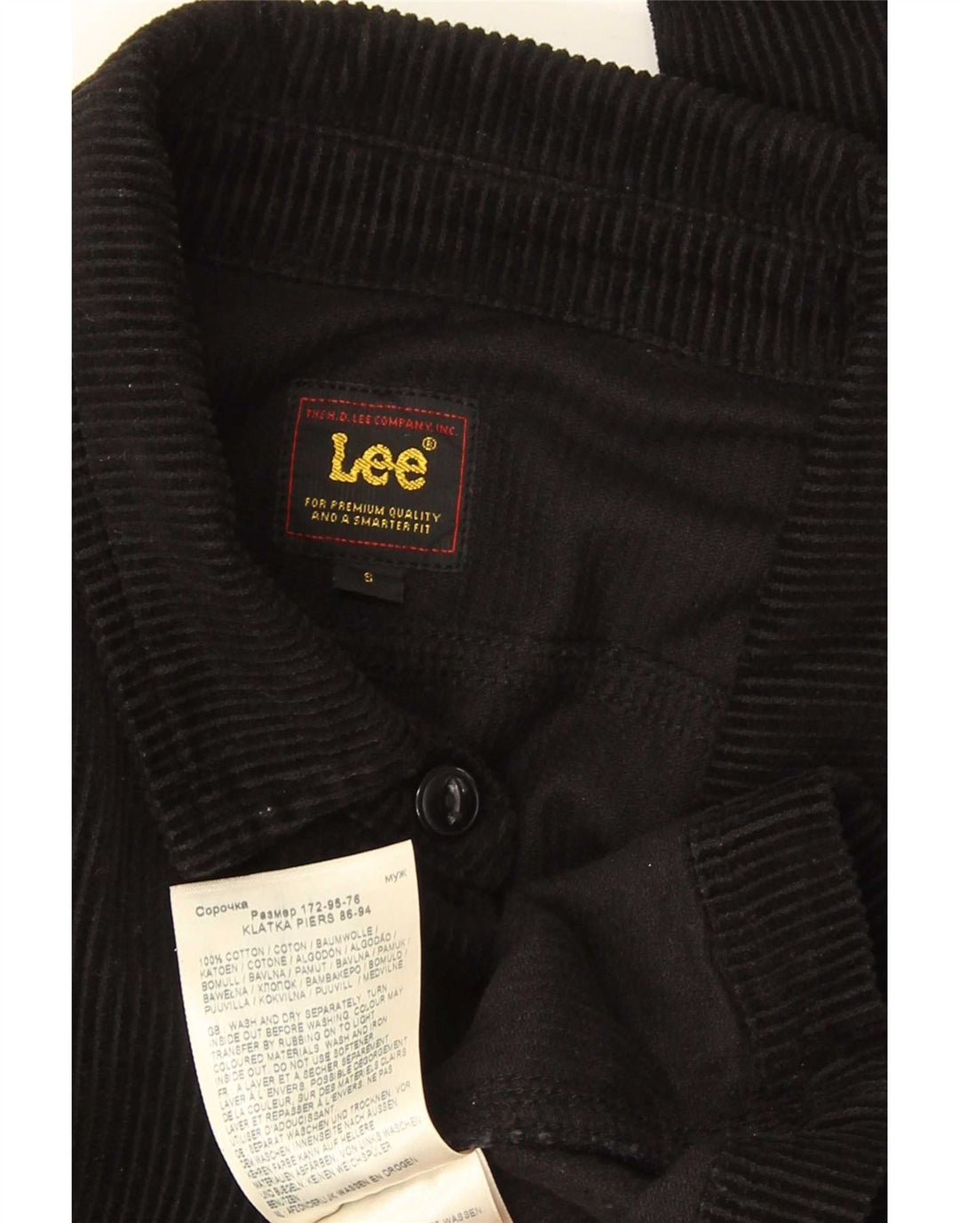 Jaqueta masculina de veludo Lee UK 36 pequeno algodão preto