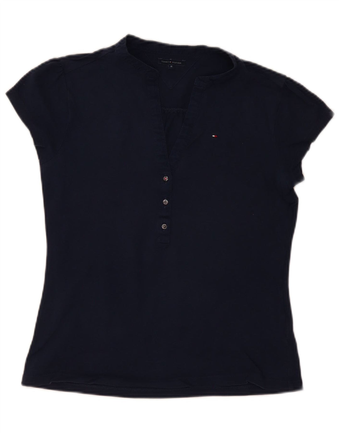 Camisa polo feminina TOMMY HILFIGER Reino Unido 12 algodão azul marinho médio