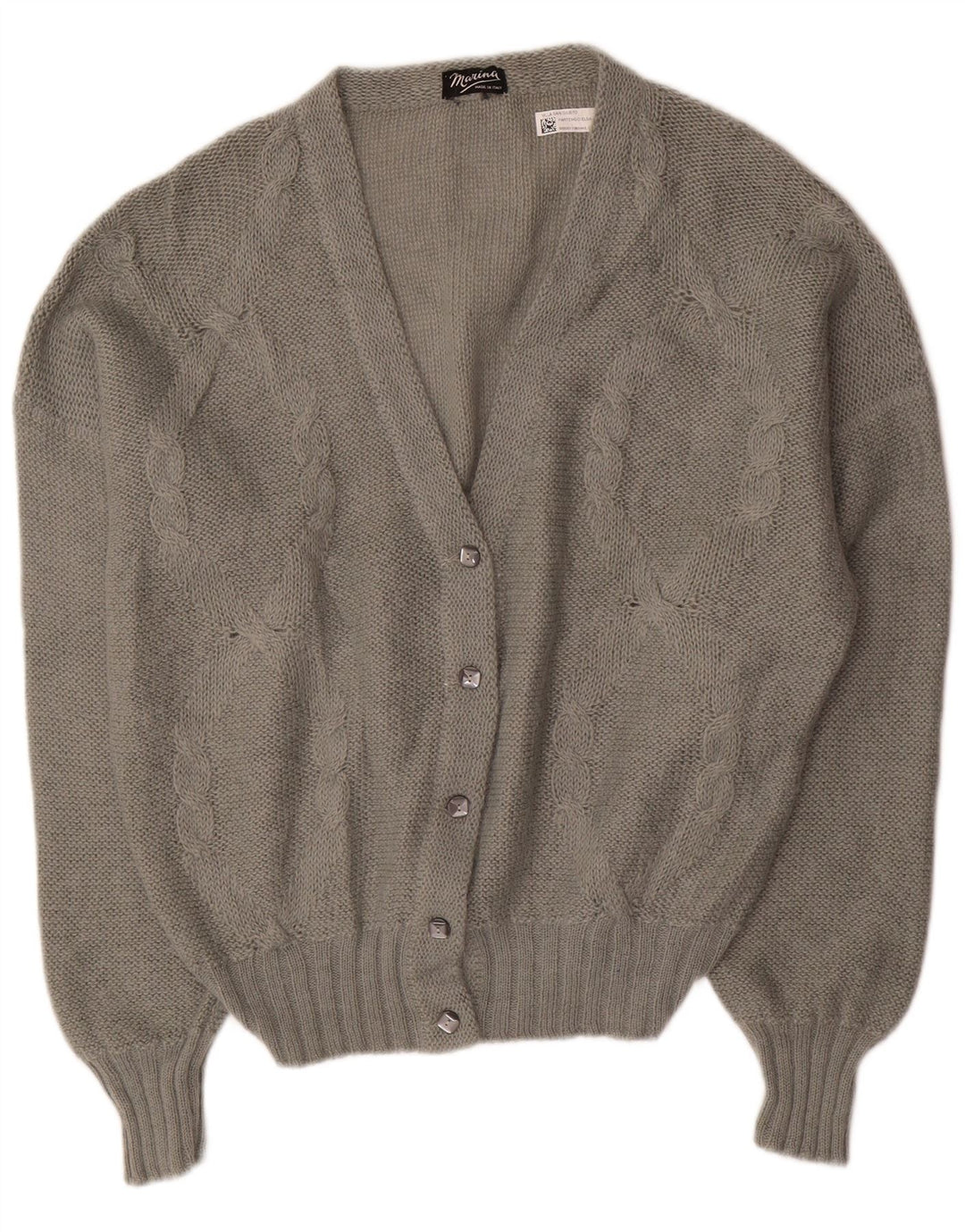 Suéter Cardigan Feminino Vintage Reino Unido 18 XL Cinza Mohair