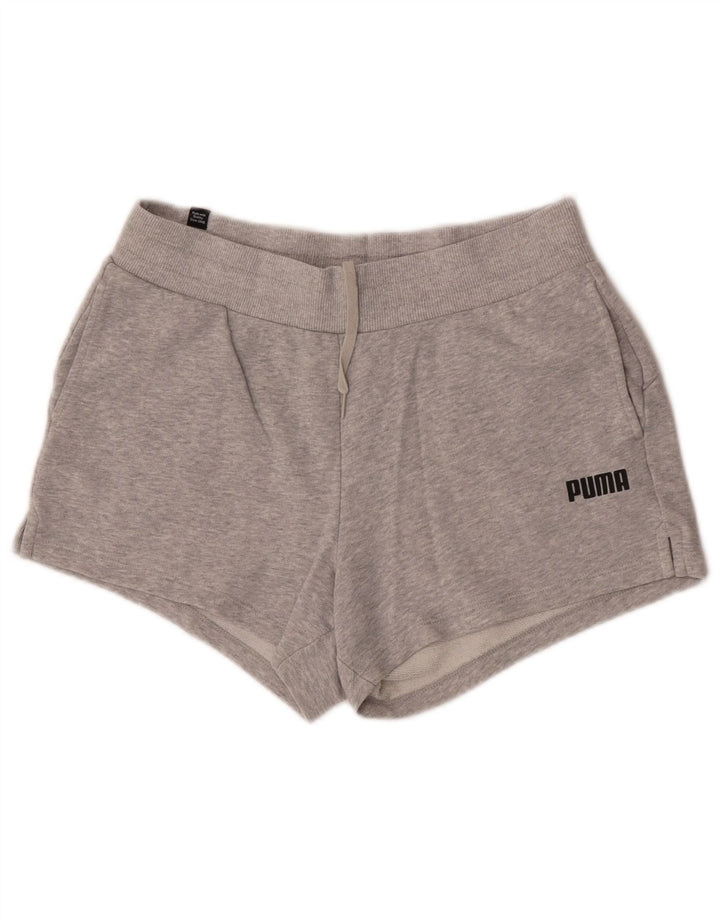 Shorts esportivos femininos Puma UK 12 algodão cinza médio