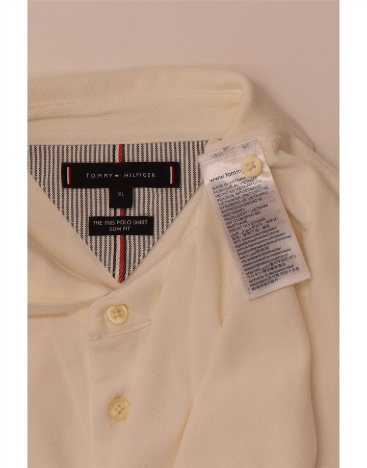 Camisa polo masculina TOMMY HILFIGER Slim Fit XL de algodão branco