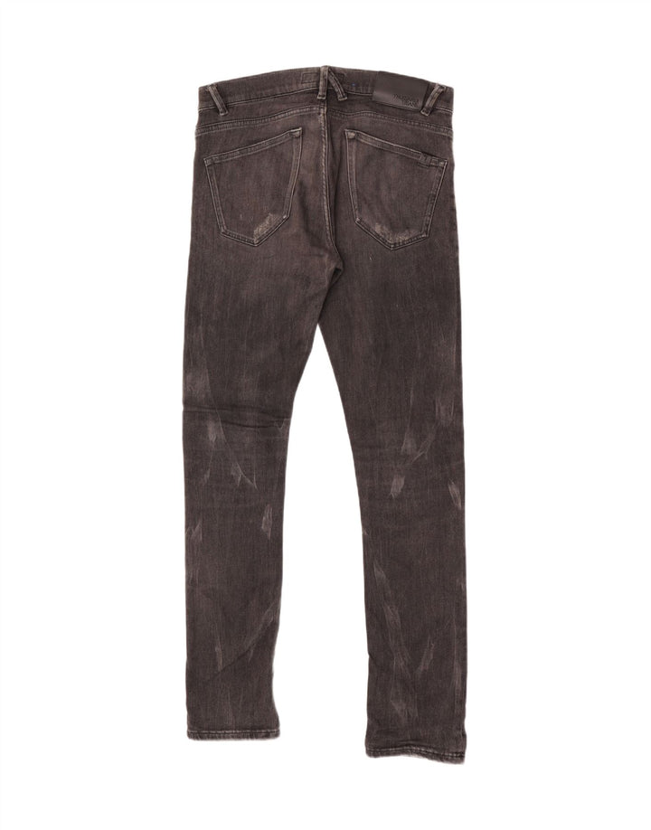Trussardi Jeans masculino desgastado slim W33 L34 algodão preto