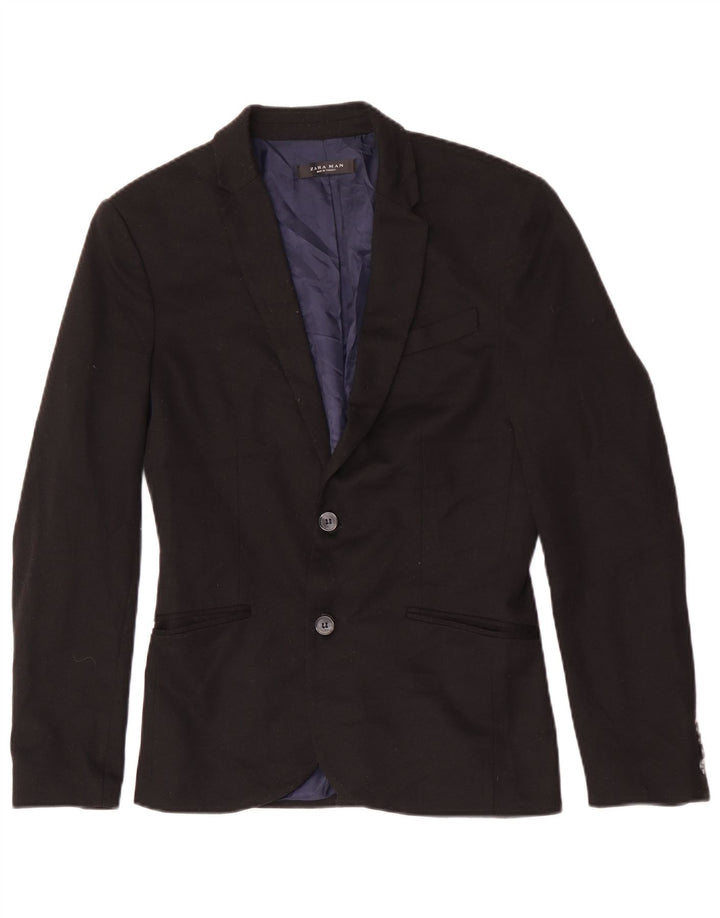 Jaqueta blazer masculina Zara com 2 botões Reino Unido 36 pequena preta