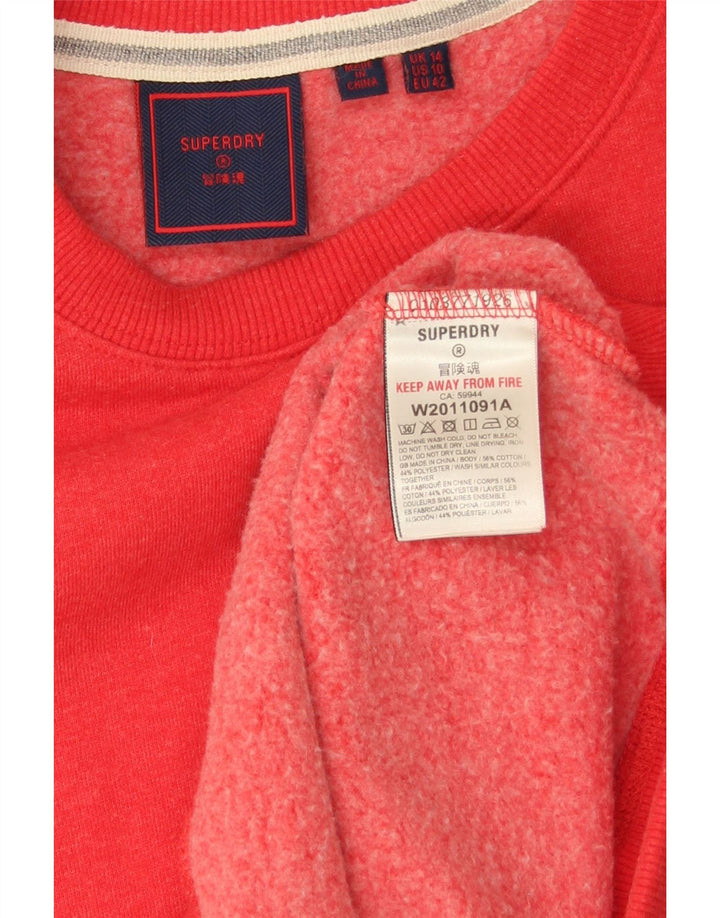 Superdry Womens Oversized Sweatshirt Jumper UK 14 Grande Algodão Vermelho