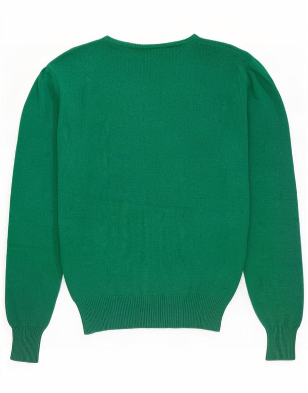 Suéter feminino Benetton com gola canoa IT 48 XL lã virgem verde