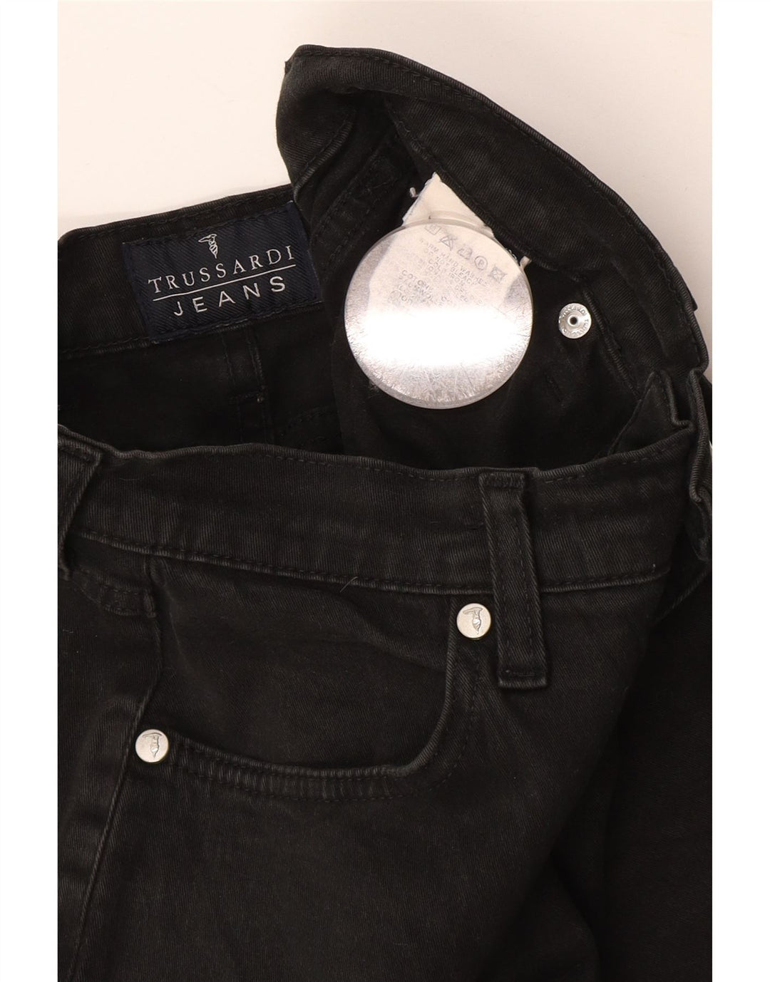 Jeans retos femininos Trussardi W26 L30 algodão cinza