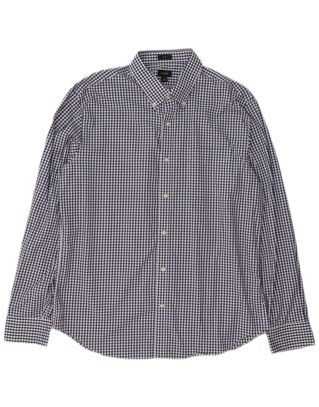 Camisa Slim Masculina J. Crew XL Azul Marinho Algodão Gingham