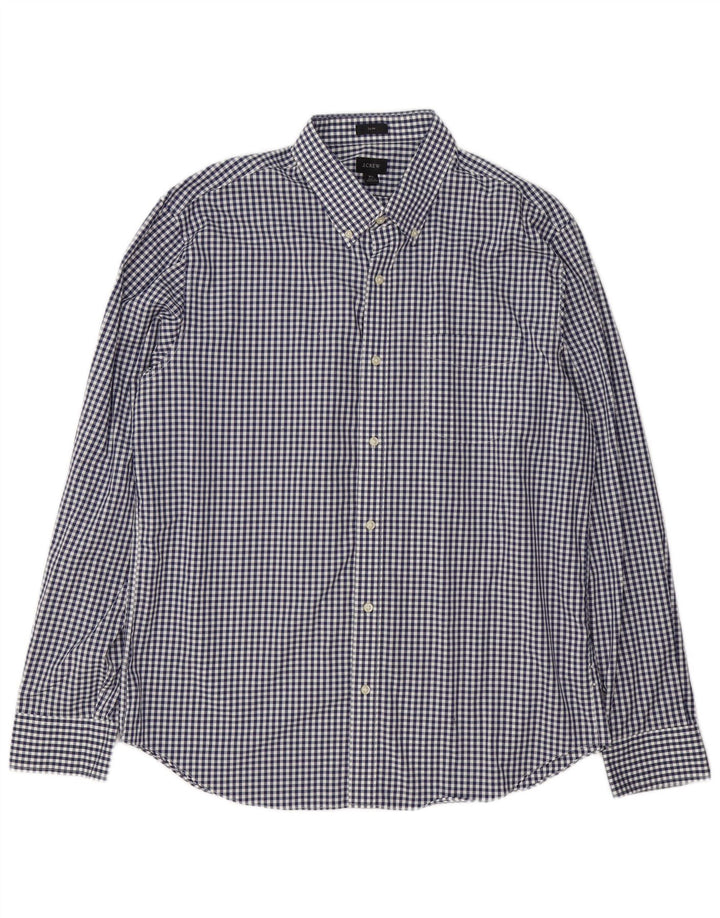 Camisa Slim Masculina J. Crew XL Azul Marinho Algodão Gingham