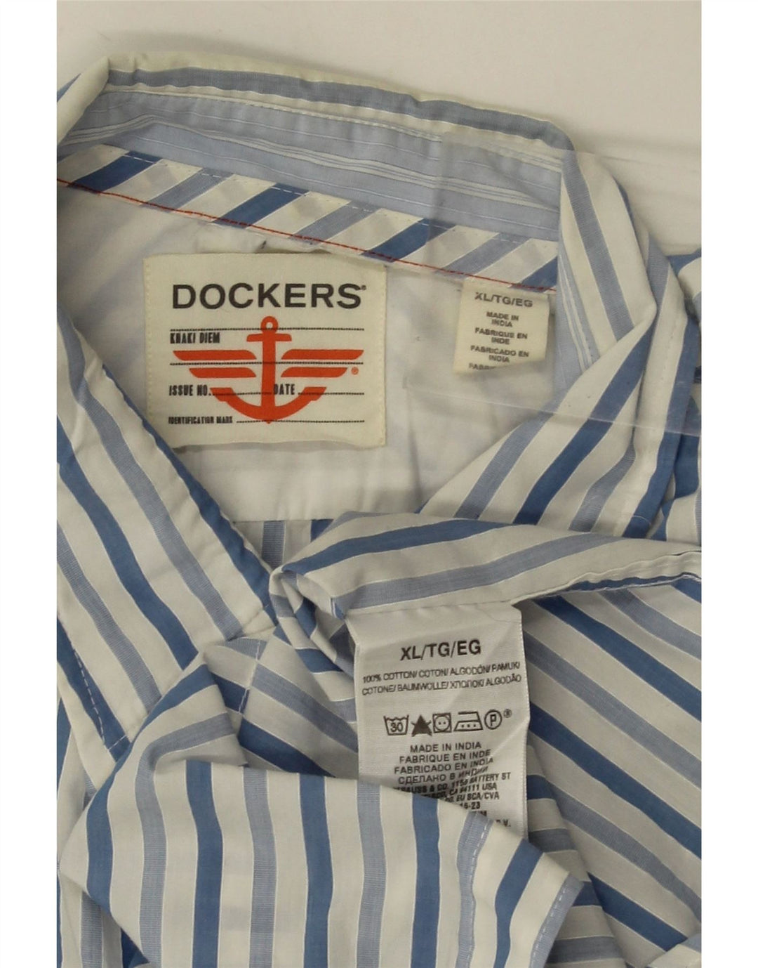 Camisa masculina Dockers XL azul risca de giz algodão