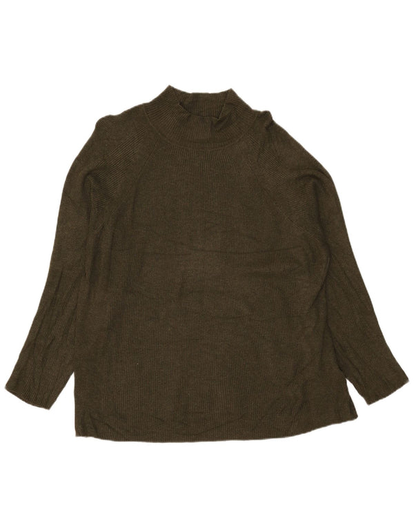 Suéter feminino Marks & Spencer com gola tartaruga Reino Unido 20 2XL Viscose cáqui