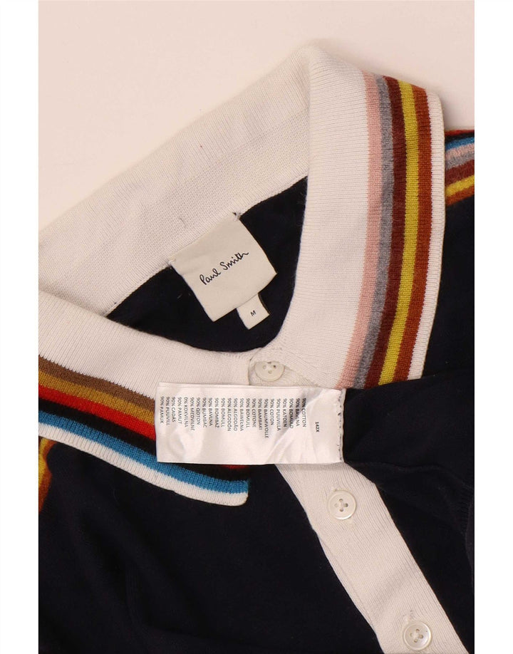 Suéter masculino Paul Smith de manga curta com gola polo, azul marinho médio