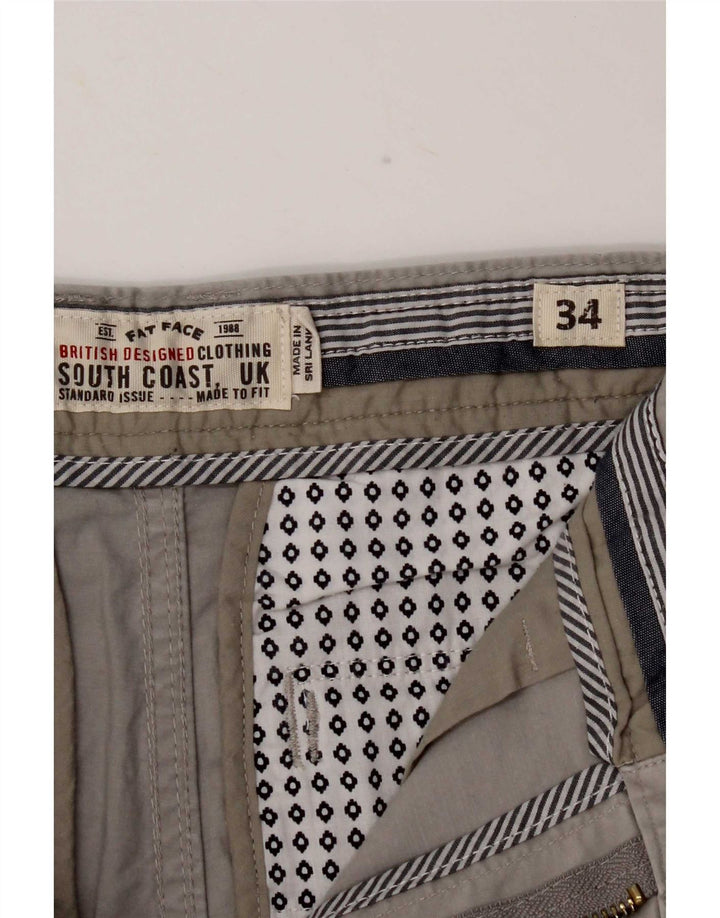 Shorts Chino Masculino Fat Face Grande W34 Algodão Cinza