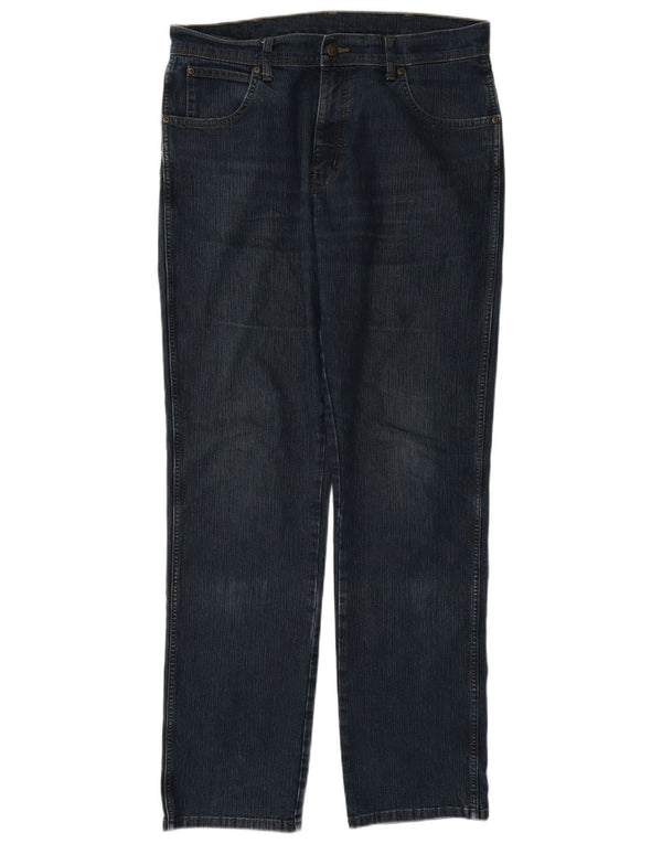 Wrangler Mens Regular Fit Straight Jeans W36 L34 Azul Marinho Algodão