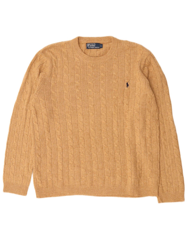 Suéter masculino Polo Ralph Lauren com gola redonda grande marrom