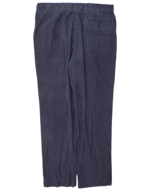 Calça masculina reta de veludo cotelê Marks & Spencer W36 L33 algodão azul