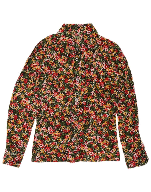 Blusa feminina VINTAGE UK 10 pequena floral multicolorida