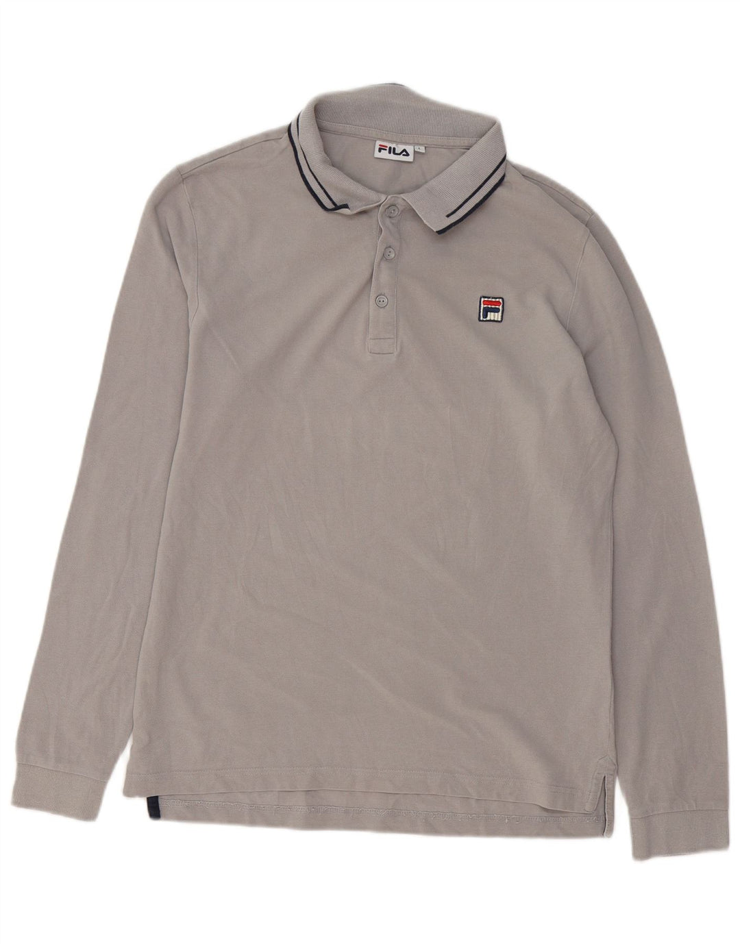 Camisa polo masculina Fila de manga comprida grande algodão cinza