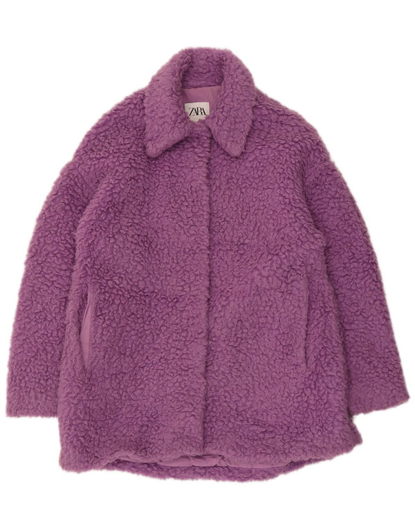 Sobretudo feminino Zara Teddy Bear Oversized UK 6 XS roxo acrílico