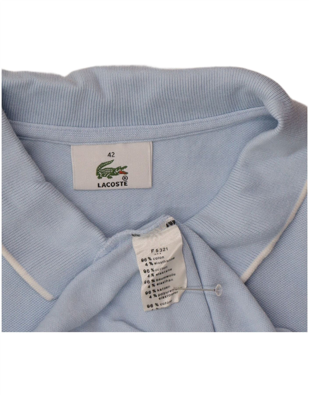 Camisa polo feminina Lacoste tamanho 42 grande algodão azul