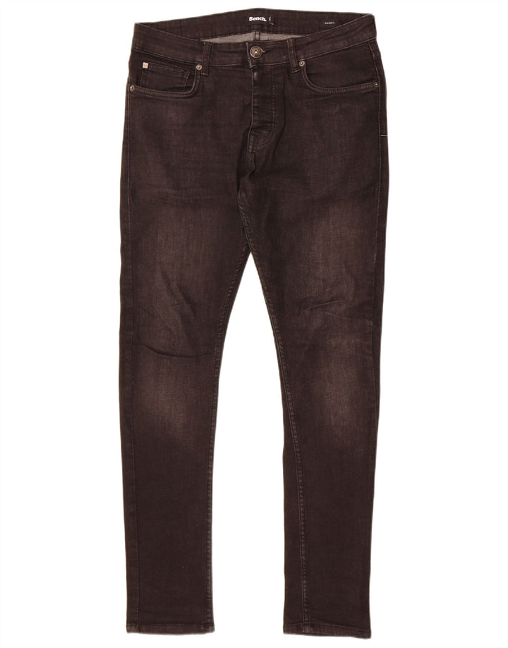 Bench Mens Skinny Jeans W32 L32 Algodão Preto